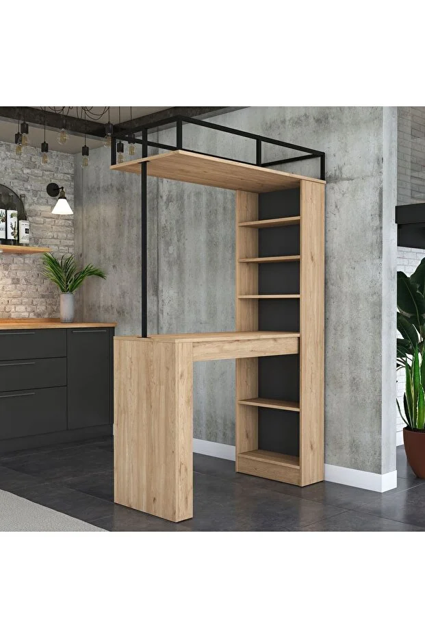 Raflı Bar Masası – Sepet Ceviz